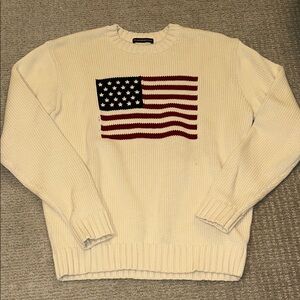 Brandy Melville Cream Sweater with Flag Design